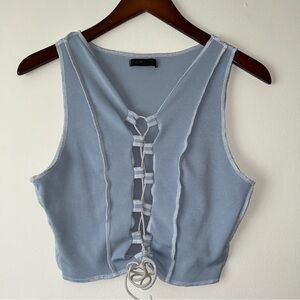 Blue Lace-Up‎ Top